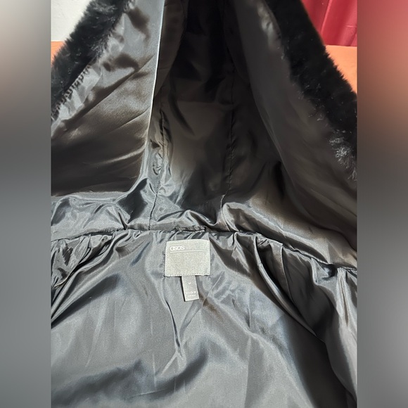 ASOS Design Hooded Faux Fur Jacket in Black - Picture 9 of 13